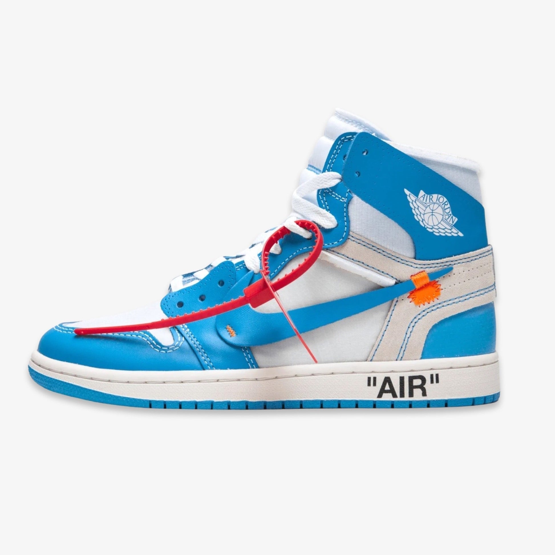 Air Jordan 1 Retro High OG NRG x Off-White 'UNC' (2018) [AQ0818-148] Athletic Basketball Sports Sneakers in White / Dark Powder Blue - Cone for Unisex Adult Mens - AVBL MRKT (2)