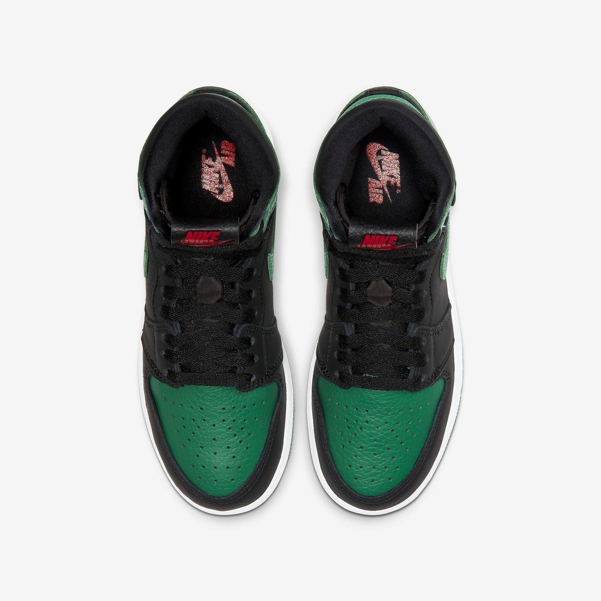 Air Jordan 1 Retro High OG 'Pine Green 2.0' (2020) (GS) [575441-030] Athletic Basketball Sports Sneakers in Black / Pine Green - White - Gym Red for Unisex Youth Kids Junior Boys Girls - AVBL MRKT (5)