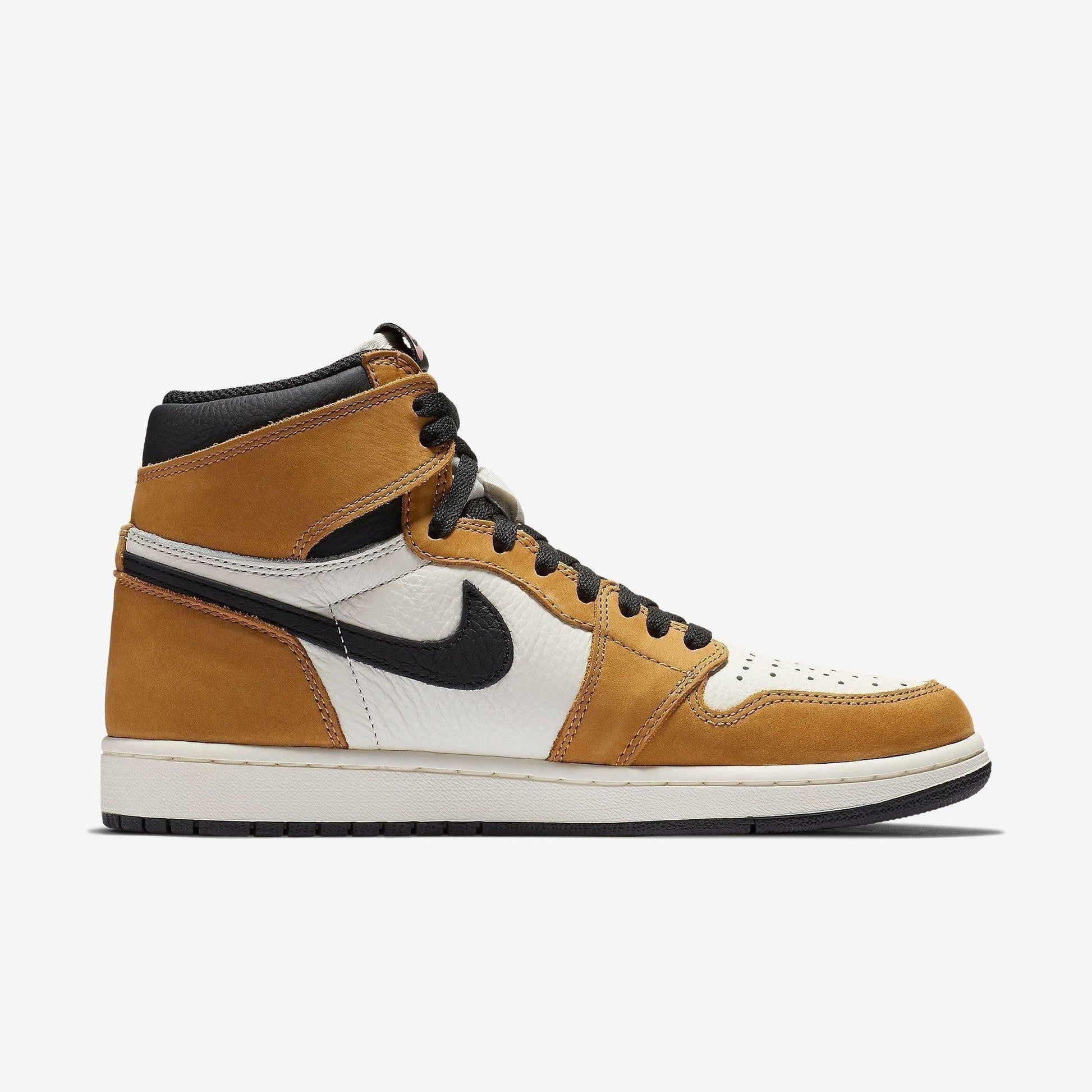 Air Jordan 1 Retro High OG 'ROTY / Rookie of The Year' (2018) [555088-700] Athletic Basketball Sports Sneakers in Golden Harvest / Black - Sail for Unisex Adult Mens - AVBL MRKT (4)