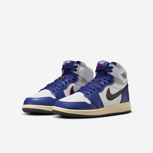 Air Jordan 1 Retro High OG 'Rare Air / Deep Royal Blue' (2025) (GS) [FD1437-100] Athletic Basketball Sports Sneakers in White / Black - Neutral Grey - Deep Royal Blue for Unisex Youth Kids Junior Boys Girls - AVBL MRKT (1)