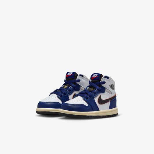 Air Jordan 1 Retro High OG 'Rare Air / Deep Royal Blue' (2025) (TD) [FD1413-100] Athletic Basketball Sports Sneakers in White / Black - Neutral Grey - Deep Royal Blue for Unisex Baby Infant Toddler - AVBL MRKT (1)