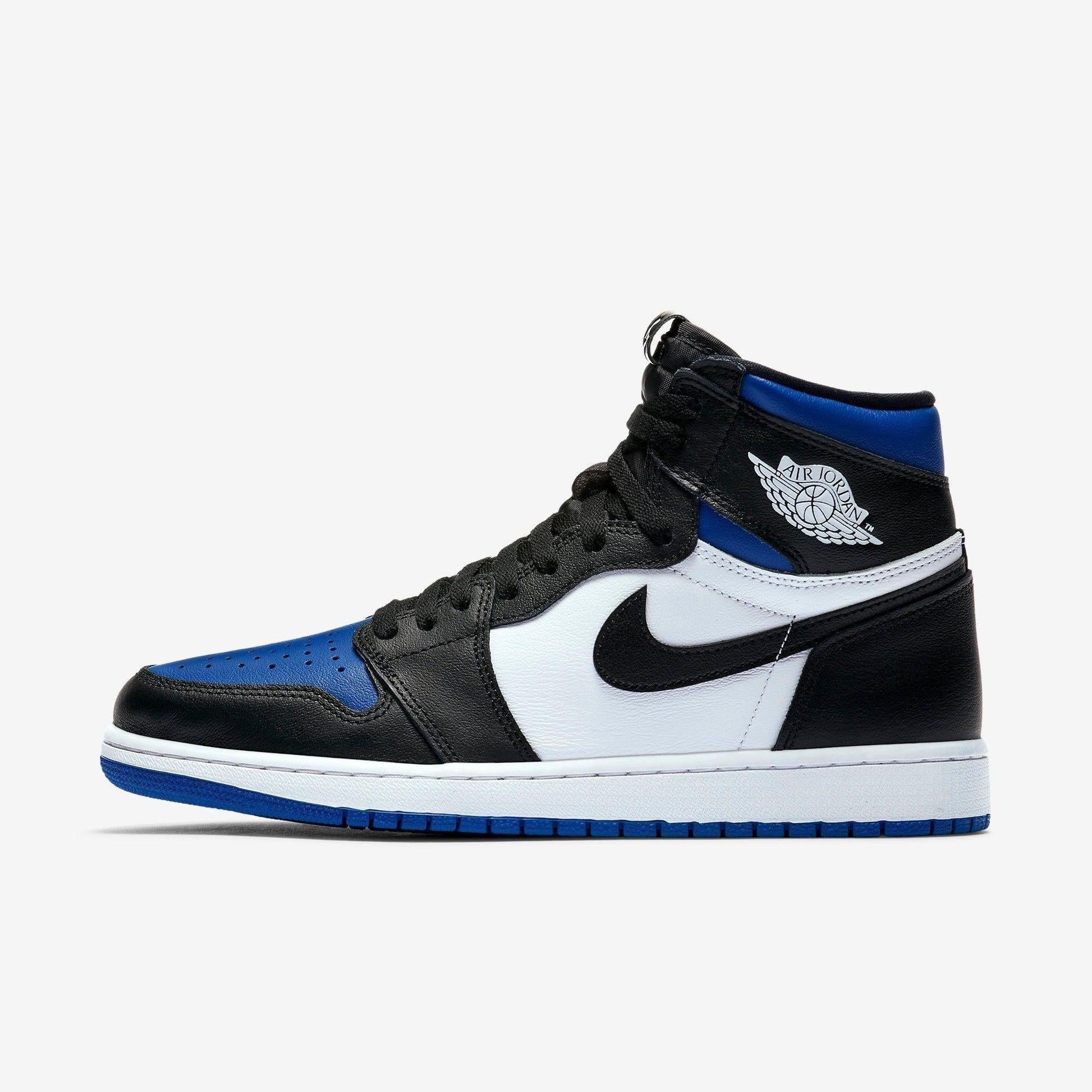 Air Jordan 1 Retro High OG 'Royal Toe' (2020) [555088-041] Athletic Basketball Sports Sneakers in Black / Black - White - Game Royal for Unisex Adult Mens - AVBL MRKT (2)