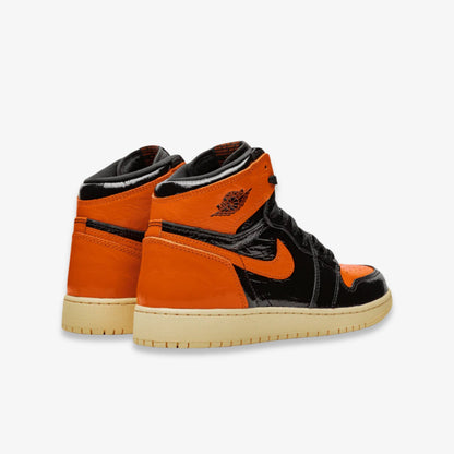 Air Jordan 1 Retro High OG 'Shattered Backboard SBB 3.0' (2019) (GS) [575441-028] Athletic Basketball Sports Sneakers in Black / Starfish - Pale Vanilla for Unisex Youth Kids Junior Boys Girls - AVBL MRKT (4)