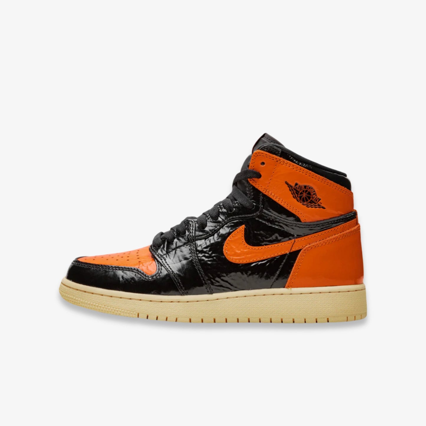 Air Jordan 1 Retro High OG 'Shattered Backboard SBB 3.0' (2019) (GS) [575441-028] Athletic Basketball Sports Sneakers in Black / Starfish - Pale Vanilla for Unisex Youth Kids Junior Boys Girls - AVBL MRKT (2)