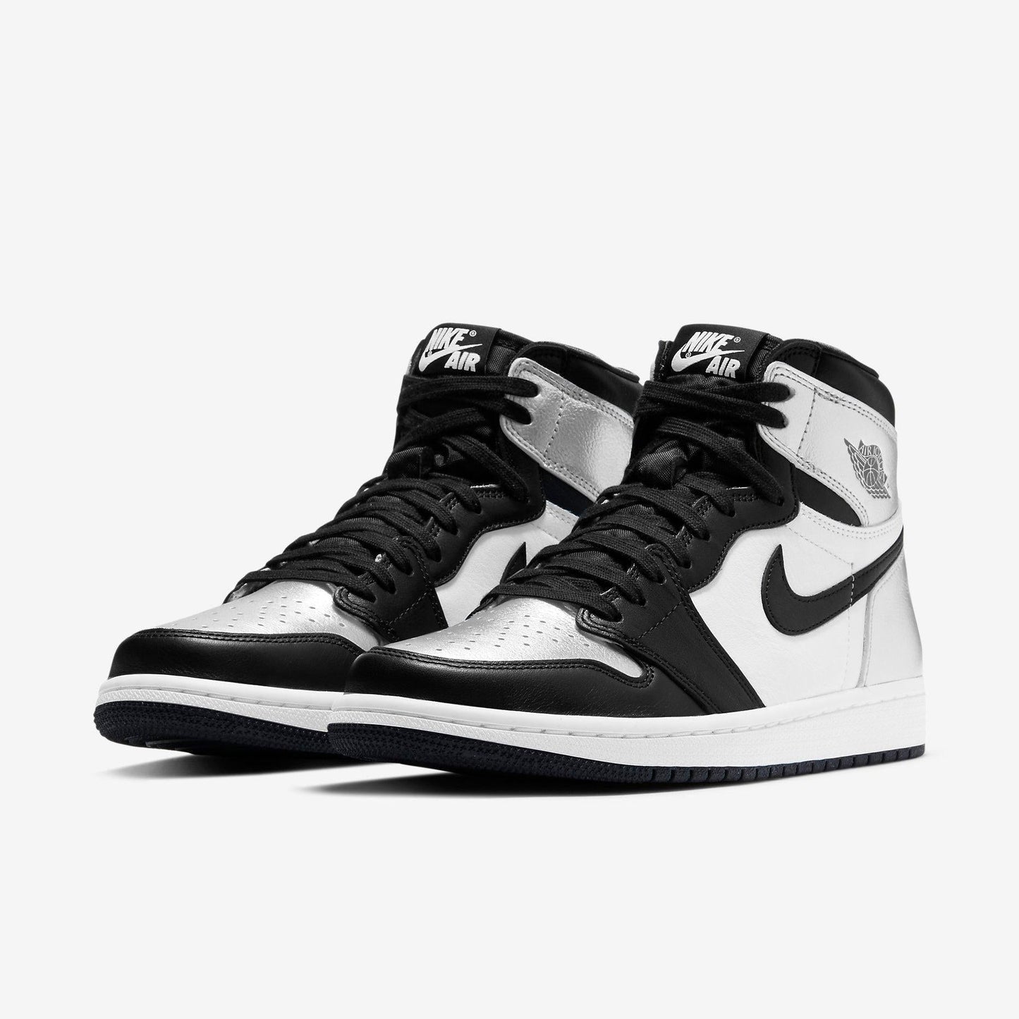Air Jordan 1 Retro High OG 'Silver Toe' (2021) (Womens) [CD0461-001] Athletic Basketball Sports Sneakers in Black / Black - Metallic Silver for Unisex Adult Female Ladies Girls WMNS - AVBL MRKT (1)