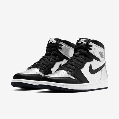 Air Jordan 1 Retro High OG 'Silver Toe' (2021) (Womens) [CD0461-001] Athletic Basketball Sports Sneakers in Black / Black - Metallic Silver for Unisex Adult Female Ladies Girls WMNS - AVBL MRKT (1)