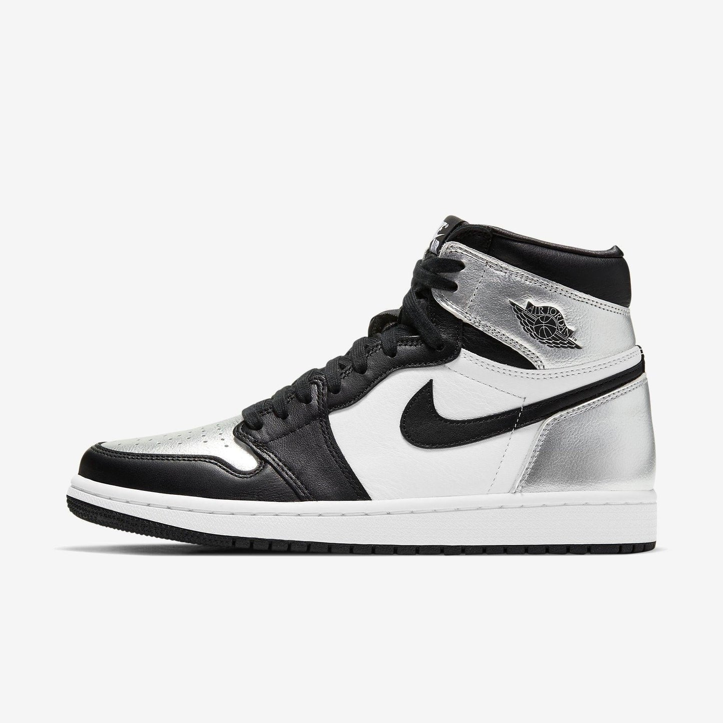 Air Jordan 1 Retro High OG 'Silver Toe' (2021) (Womens) [CD0461-001] Athletic Basketball Sports Sneakers in Black / Black - Metallic Silver for Unisex Adult Female Ladies Girls WMNS - AVBL MRKT (2)