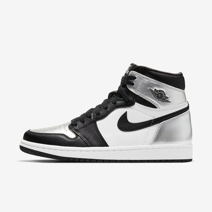 Air Jordan 1 Retro High OG 'Silver Toe' (2021) (Womens) [CD0461-001] Athletic Basketball Sports Sneakers in Black / Black - Metallic Silver for Unisex Adult Female Ladies Girls WMNS - AVBL MRKT (2)