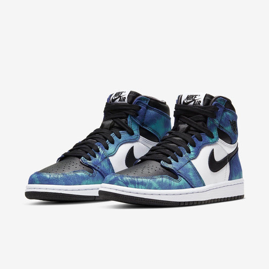 Air Jordan 1 Retro High OG 'Tie-Dye' (2020) (Womens) [CD0461-100] Athletic Basketball Sports Sneakers in White / Black - Aurora Green for Unisex Adult Female Ladies Girls WMNS - AVBL MRKT (1)