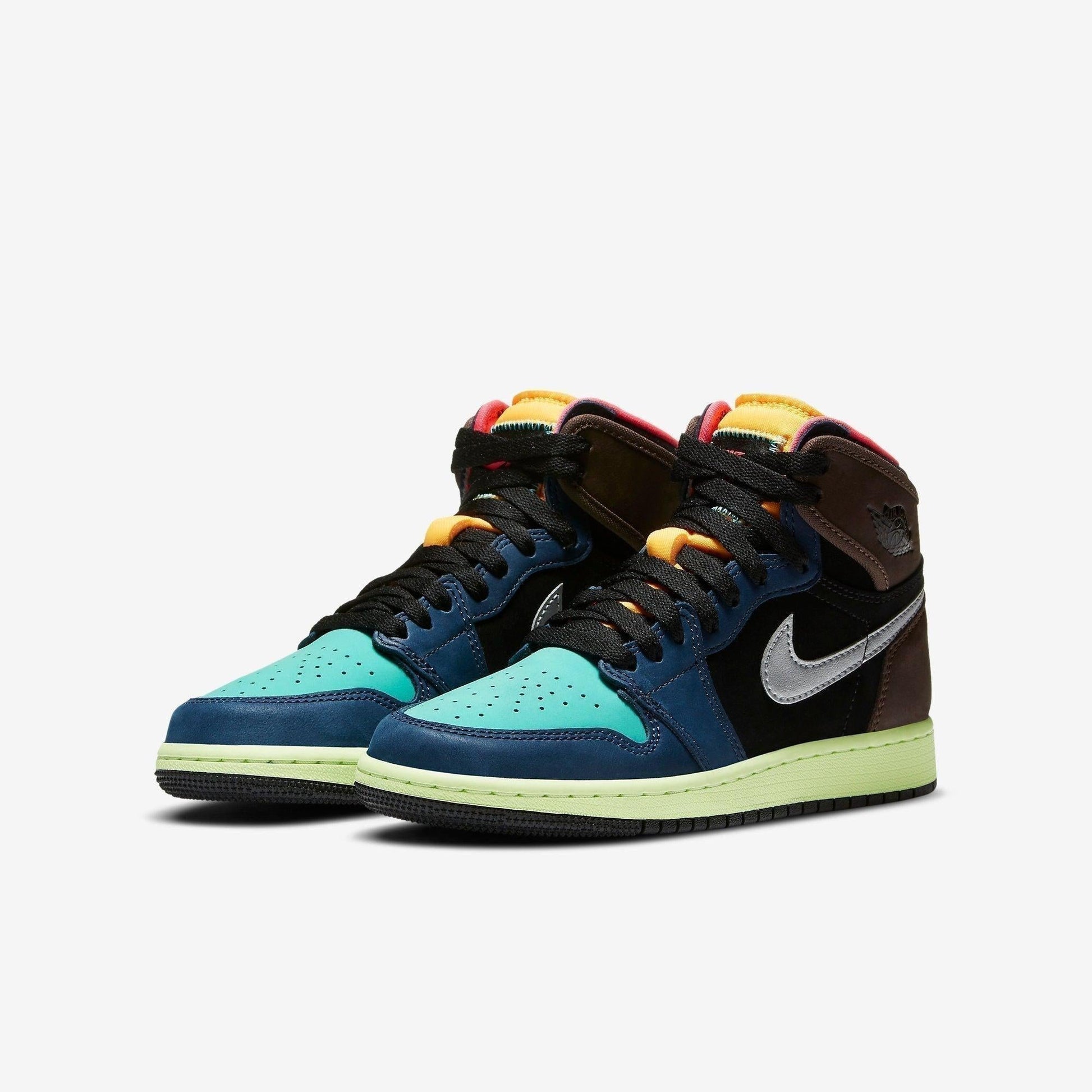 Air Jordan 1 Retro High OG 'Tokyo Bio Hack' (2020) (GS) [575441-201] Athletic Basketball Sports Sneakers in Baroque Brown / Racer Pink - Black for Unisex Youth Kids Junior Boys Girls - AVBL MRKT (1)