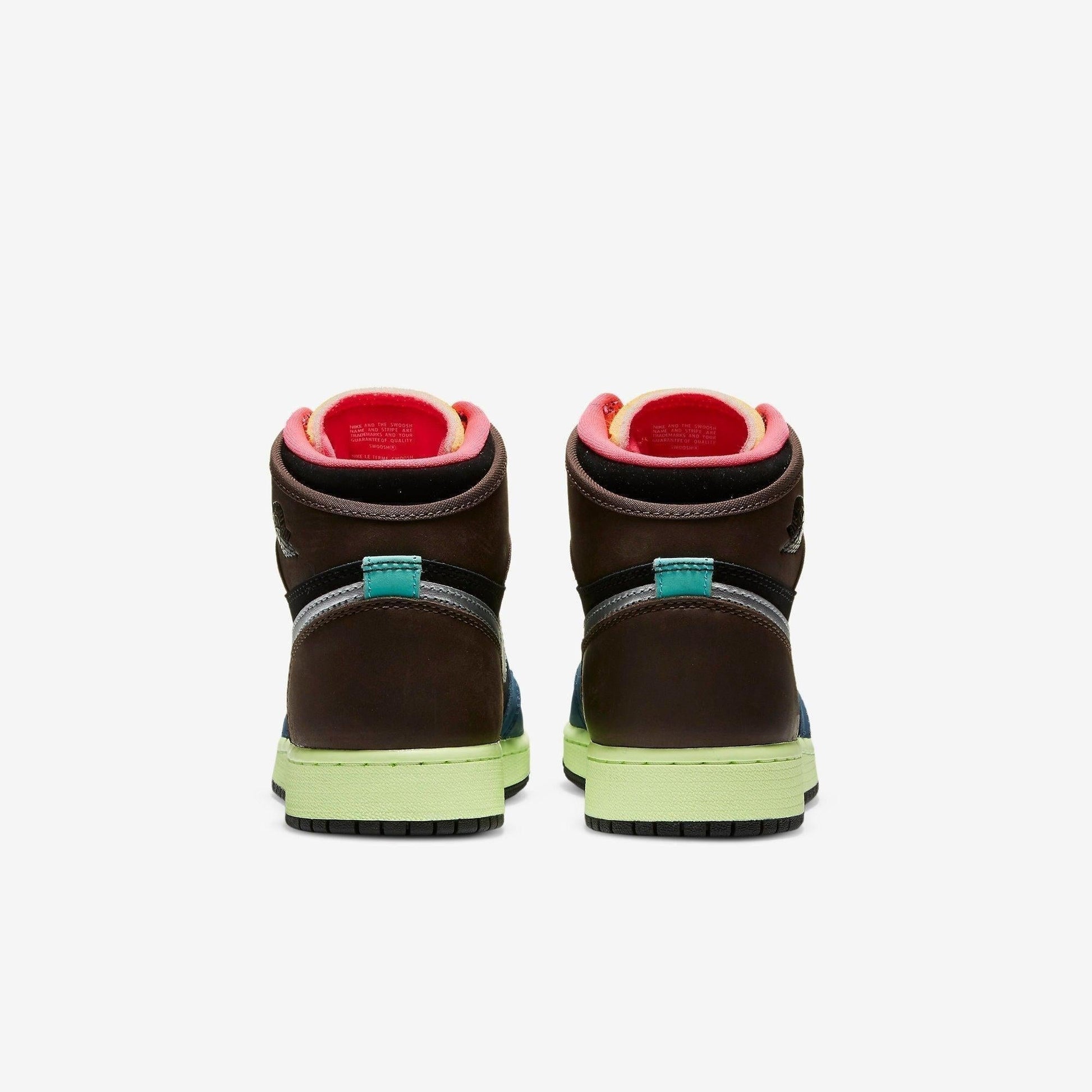 Air Jordan 1 Retro High OG 'Tokyo Bio Hack' (2020) (GS) [575441-201] Athletic Basketball Sports Sneakers in Baroque Brown / Racer Pink - Black for Unisex Youth Kids Junior Boys Girls - AVBL MRKT (6)