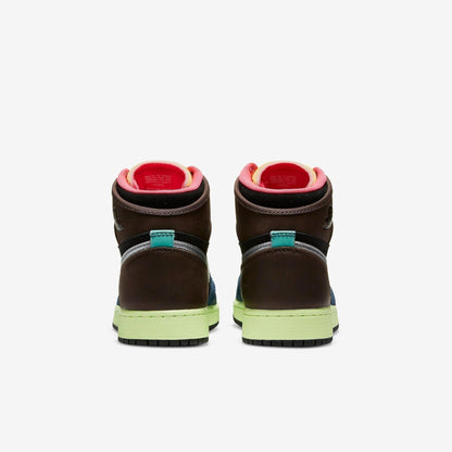 Air Jordan 1 Retro High OG 'Tokyo Bio Hack' (2020) (GS) [575441-201] Athletic Basketball Sports Sneakers in Baroque Brown / Racer Pink - Black for Unisex Youth Kids Junior Boys Girls - AVBL MRKT (6)