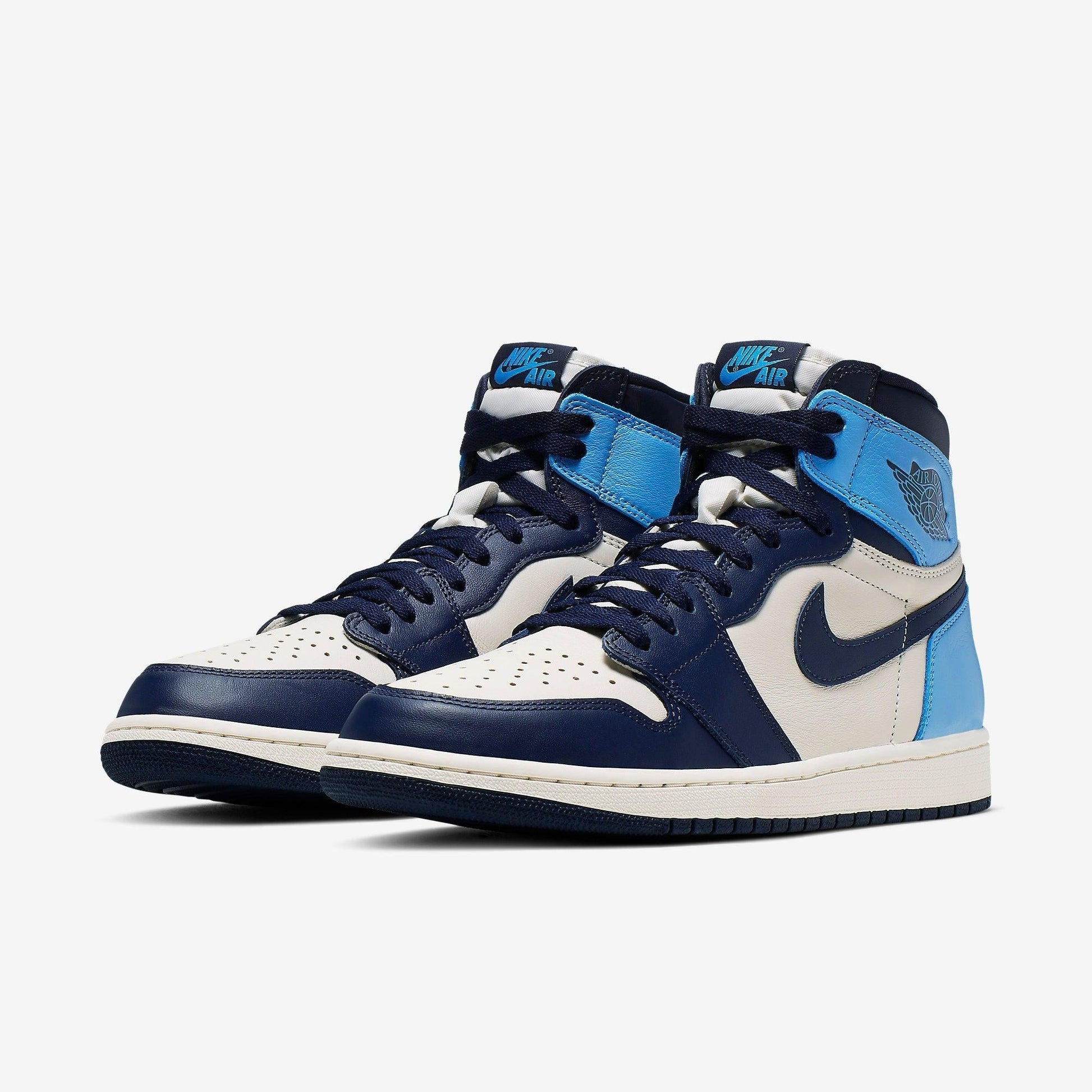 Air Jordan 1 Retro High OG 'UNC Obsidian' (2019) [555088-140] Athletic Basketball Sports Sneakers in Sail / Obsidian - University Blue for Unisex Adult Mens - AVBL MRKT (1)