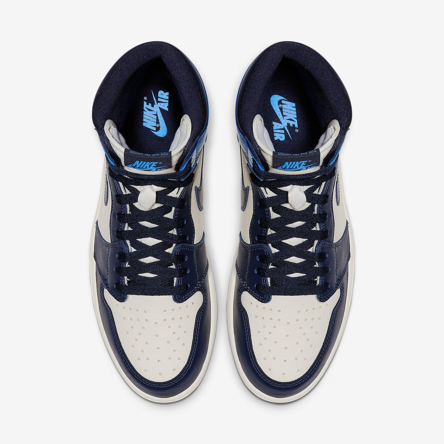 Air Jordan 1 Retro High OG 'UNC Obsidian' (2019) [555088-140] Athletic Basketball Sports Sneakers in Sail / Obsidian - University Blue for Unisex Adult Mens - AVBL MRKT (5)
