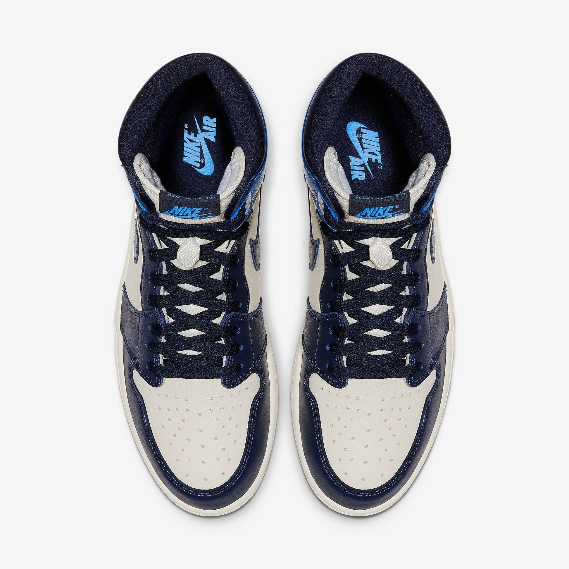 Air Jordan 1 Retro High OG 'UNC Obsidian' (2019) [555088-140] Athletic Basketball Sports Sneakers in Sail / Obsidian - University Blue for Unisex Adult Mens - AVBL MRKT (5)
