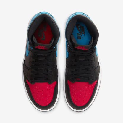 Air Jordan 1 Retro High OG 'UNC to Chicago' (2020) (Womens) [CD0461-046] Athletic Basketball Sports Sneakers in Black / Dark Powder Blue - Gym Red for Unisex Adult Female Ladies Girls WMNS - AVBL MRKT (5)