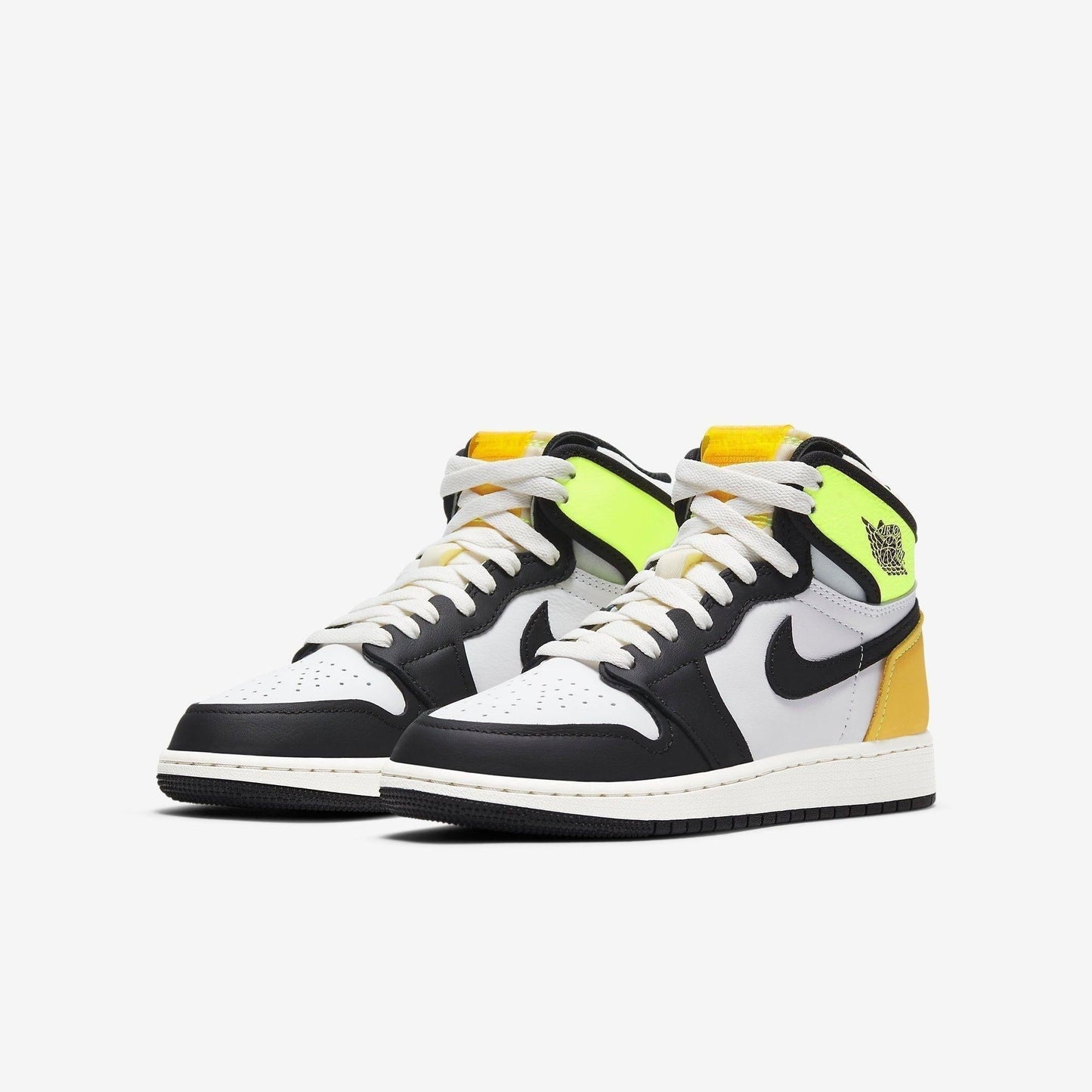 Air Jordan 1 Retro High OG 'Volt / Gold' (2021) (GS) [575441-118] Athletic Basketball Sports Sneakers in White / Black - Volt for Unisex Youth Kids Junior Boys Girls - AVBL MRKT (1)