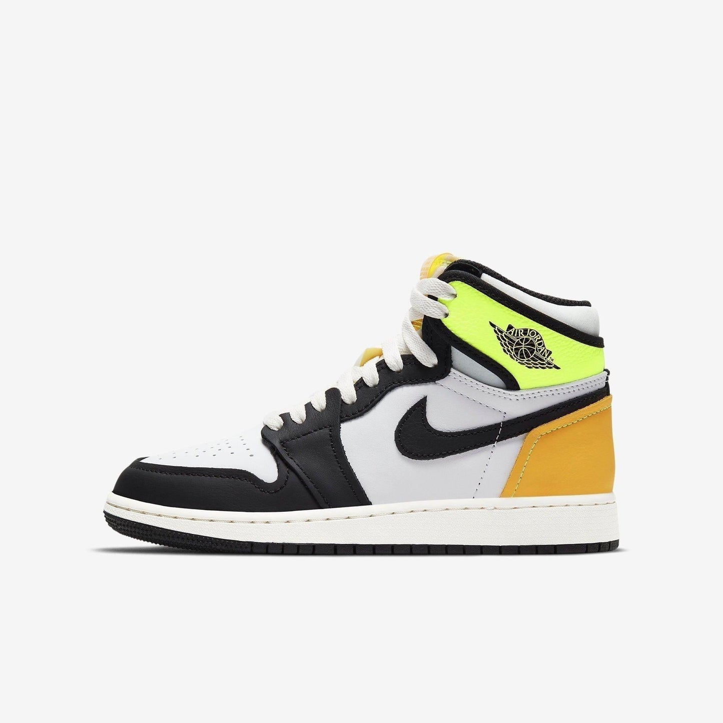 Air Jordan 1 Retro High OG 'Volt / Gold' (2021) (GS) [575441-118] Athletic Basketball Sports Sneakers in White / Black - Volt for Unisex Youth Kids Junior Boys Girls - AVBL MRKT (2)