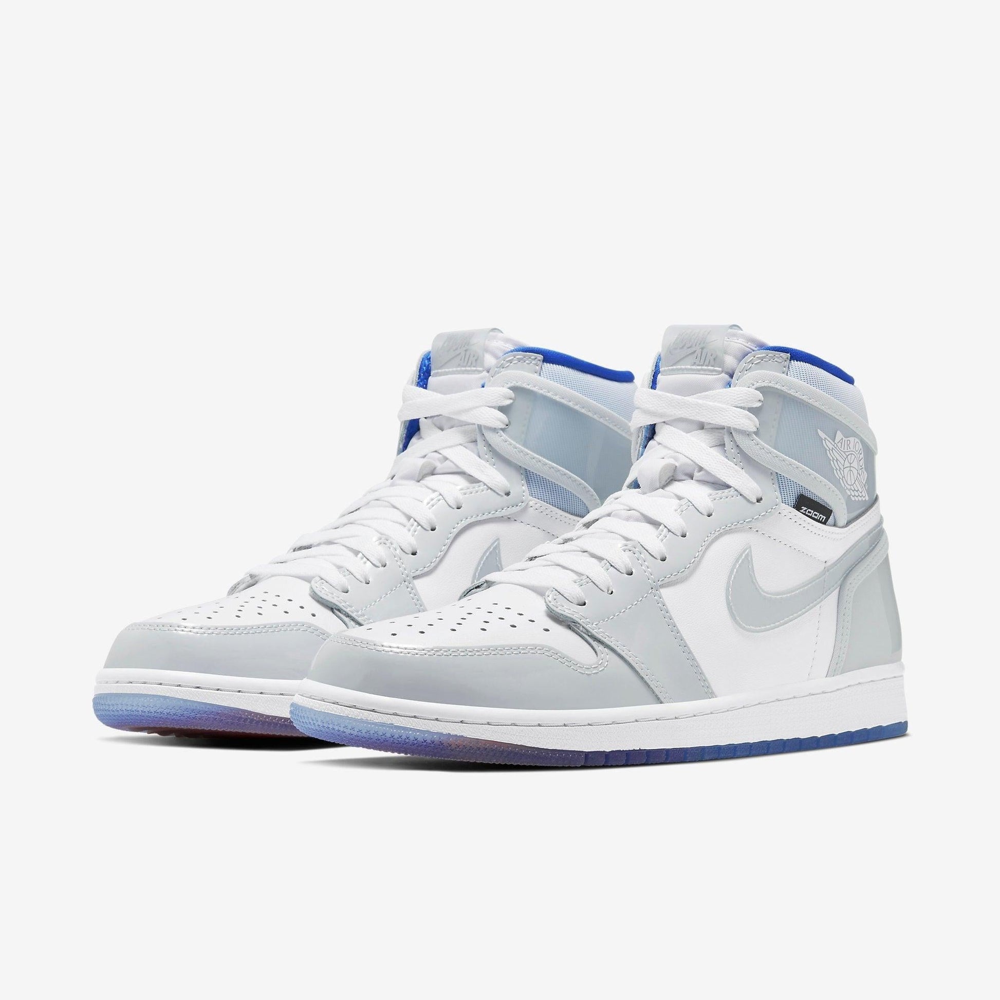 Air Jordan 1 Retro High Zoom Air 'Racer Blue' (2020) [CK6637-104] Athletic Basketball Sports Sneakers in White / White - Racer Blue for Unisex Adult Mens - AVBL MRKT (1)