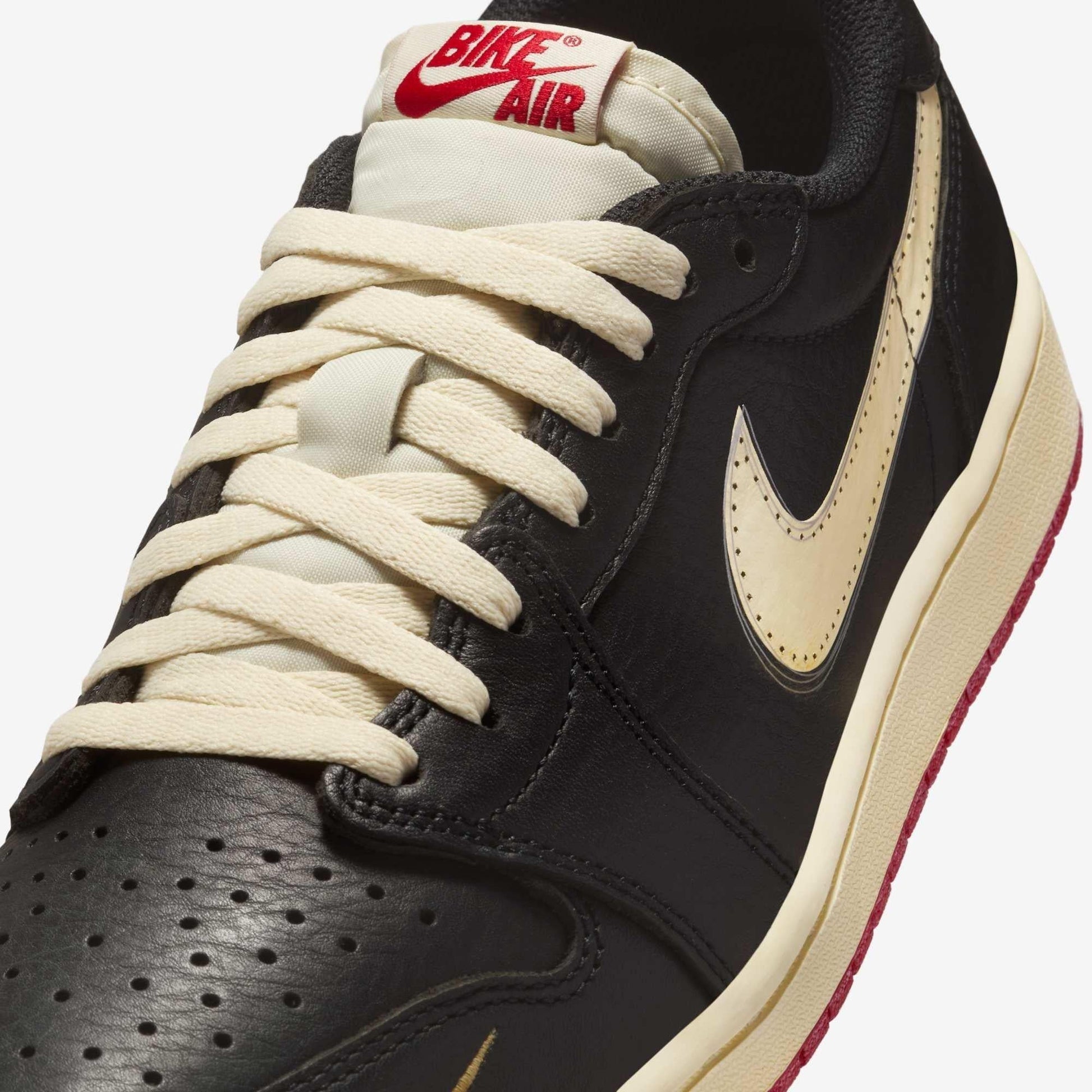 Air Jordan 1 Retro Low OG Nitro x Nigel Sylvester 'Better With Time' (2025) [IB8958-001] Athletic Basketball Sports Sneakers in Black / Muslin - Varsity Red for Unisex Adult Mens - AVBL MRKT (7)