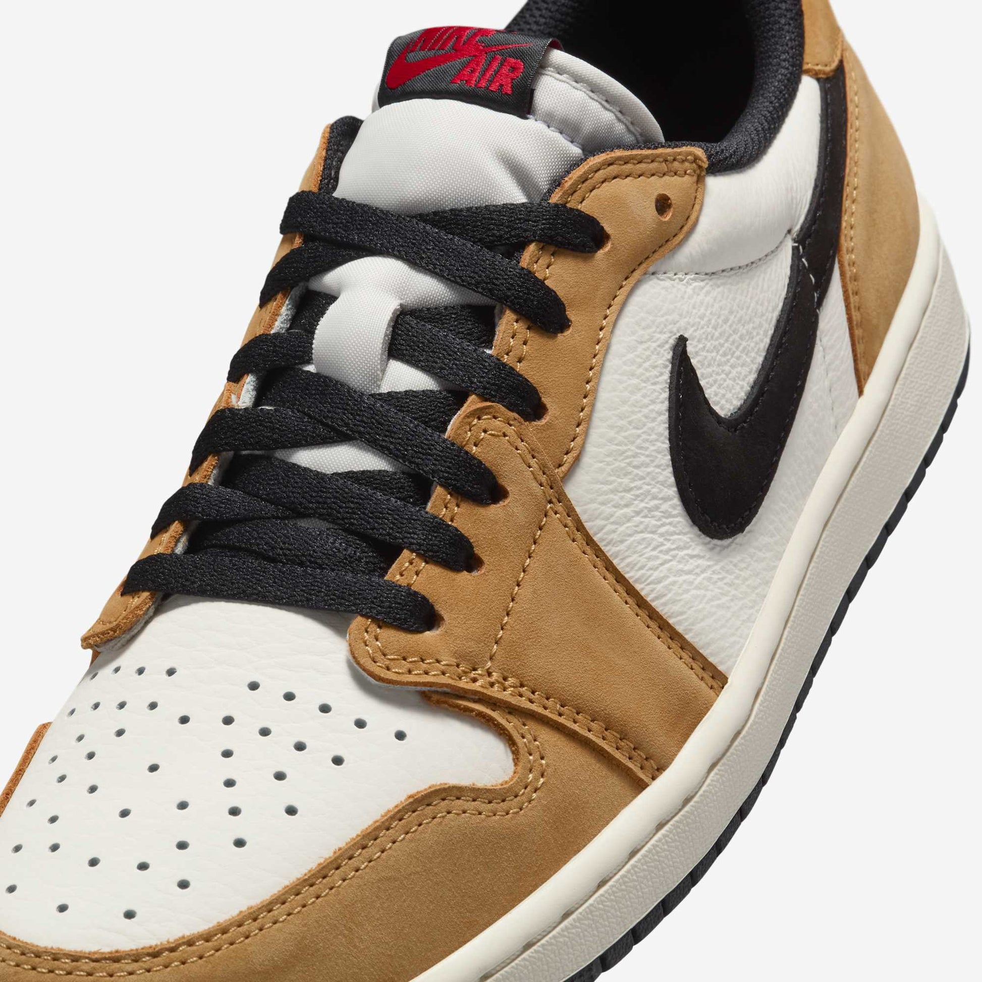 Air Jordan 1 Retro Low OG 'ROTY / Rookie of the Year' (2025) [CZ0790-107] Athletic Basketball Sports Sneakers in Sail / Black - Golden Harvest - Gym Red for Unisex Adult Mens - AVBL MRKT (7)