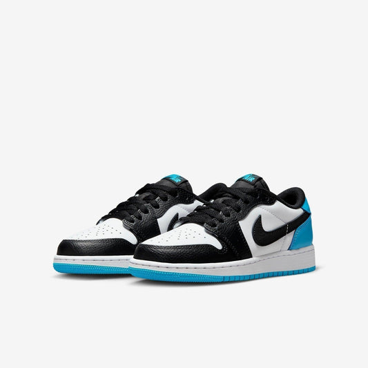 Air Jordan 1 Retro Low OG 'UNC / Dark Powder Blue' (2022) (GS) [CZ0858-104] Athletic Basketball Sports Sneakers in White / Dark Powder Blue - Black for Unisex Youth Kids Junior Boys Girls - AVBL MRKT (1)