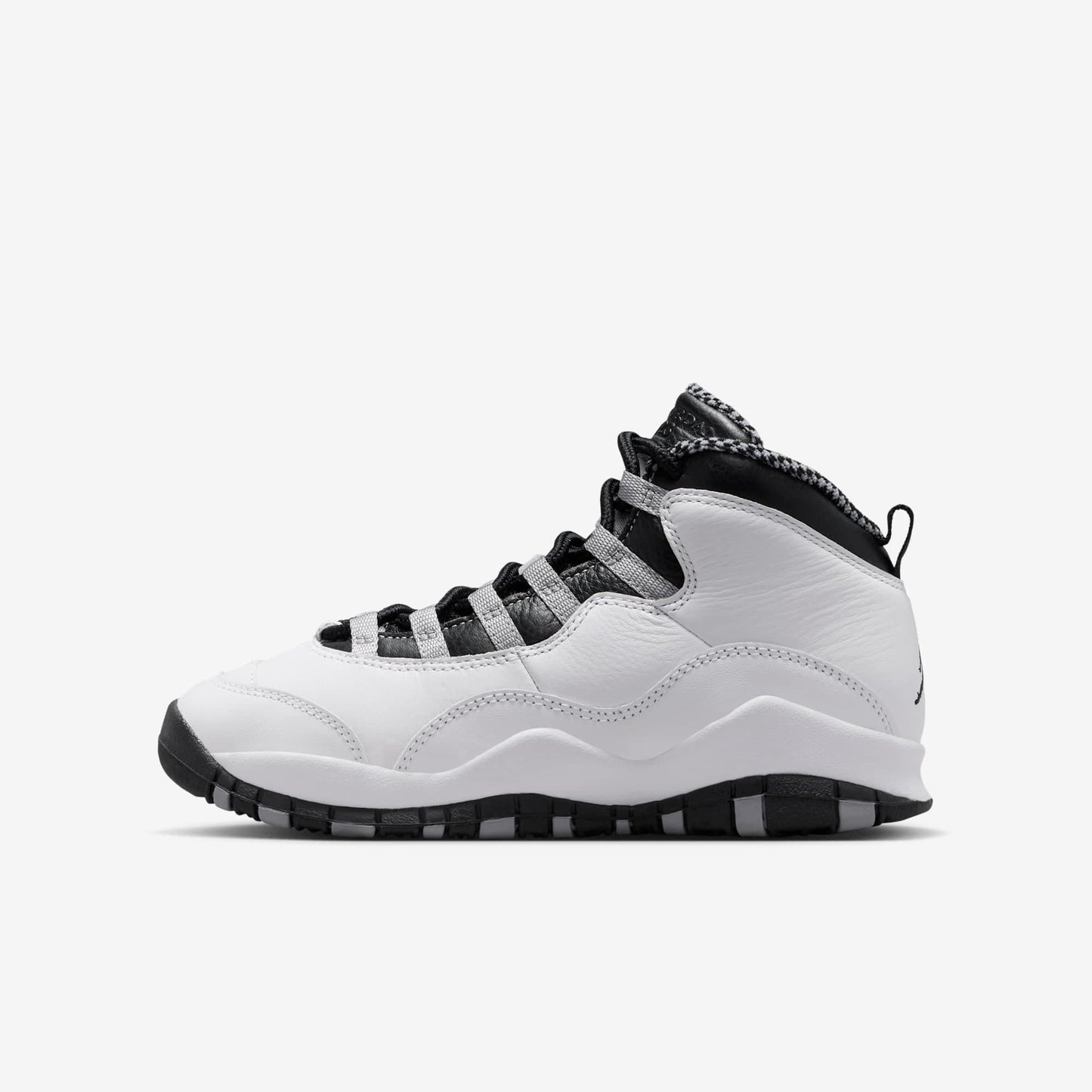 Air Jordan 10 Retro 'OG Steel' (2025) (GS) [IB7359-104] Athletic Basketball Sports Sneakers in White / Black - Light Steel Grey for Unisex Youth Kids Junior Boys Girls - AVBL MRKT (2)