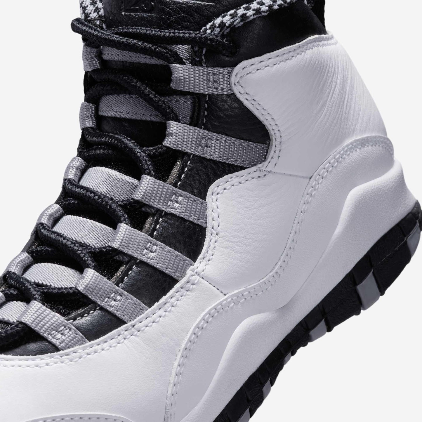 Air Jordan 10 Retro 'OG Steel' (2025) (GS) [IB7359-104] Athletic Basketball Sports Sneakers in White / Black - Light Steel Grey for Unisex Youth Kids Junior Boys Girls - AVBL MRKT (7)