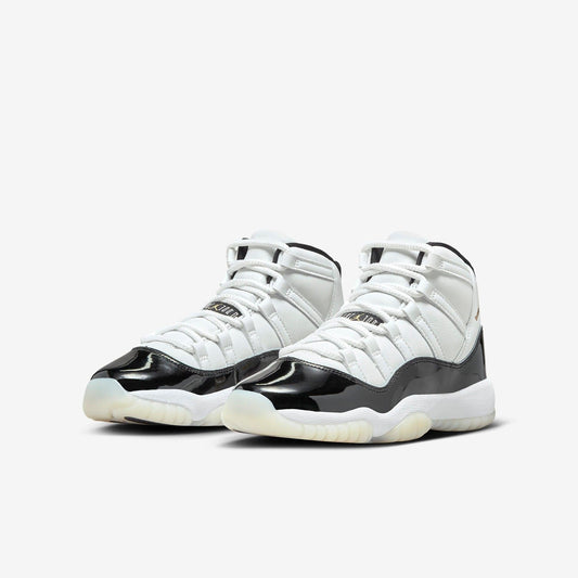 Air Jordan 11 Retro 'Gratitude / DMP Defining Moments' (2023) (GS) [378038-170] Athletic Basketball Sports Sneakers in White / Black - Metallic Gold for Unisex Youth Kids Junior Boys Girls - AVBL MRKT (1)