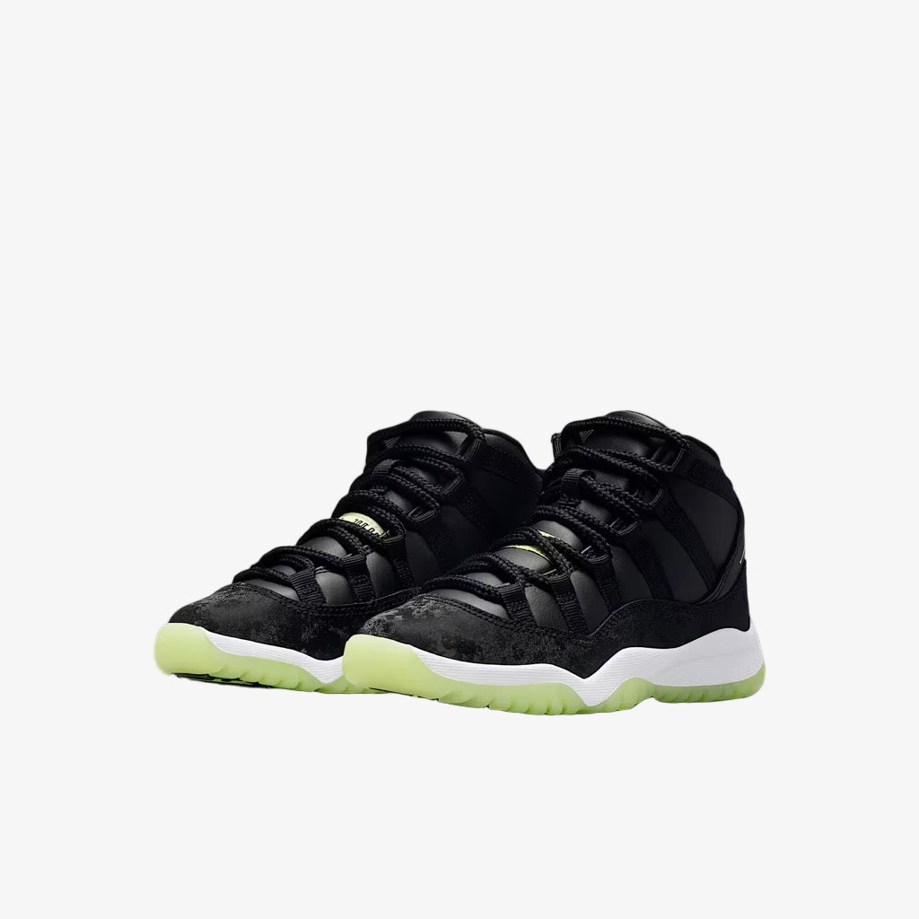 Air Jordan 11 Retro 'Inner Beast / Halloween' (2025) (PS) [IB1379-001] Athletic Basketball Sports Sneakers in Black / Barely Volt - Dark Raisin - White for Unisex Little Kids Pre-School Boys Girls - AVBL MRKT (1)