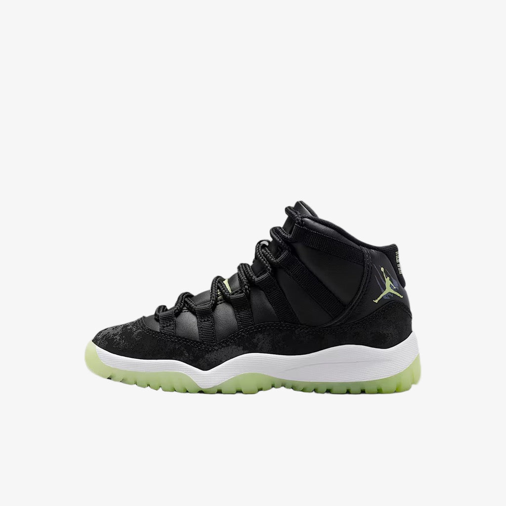 Air Jordan 11 Retro 'Inner Beast / Halloween' (2025) (PS) [IB1379-001] Athletic Basketball Sports Sneakers in Black / Barely Volt - Dark Raisin - White for Unisex Little Kids Pre-School Boys Girls - AVBL MRKT (2)