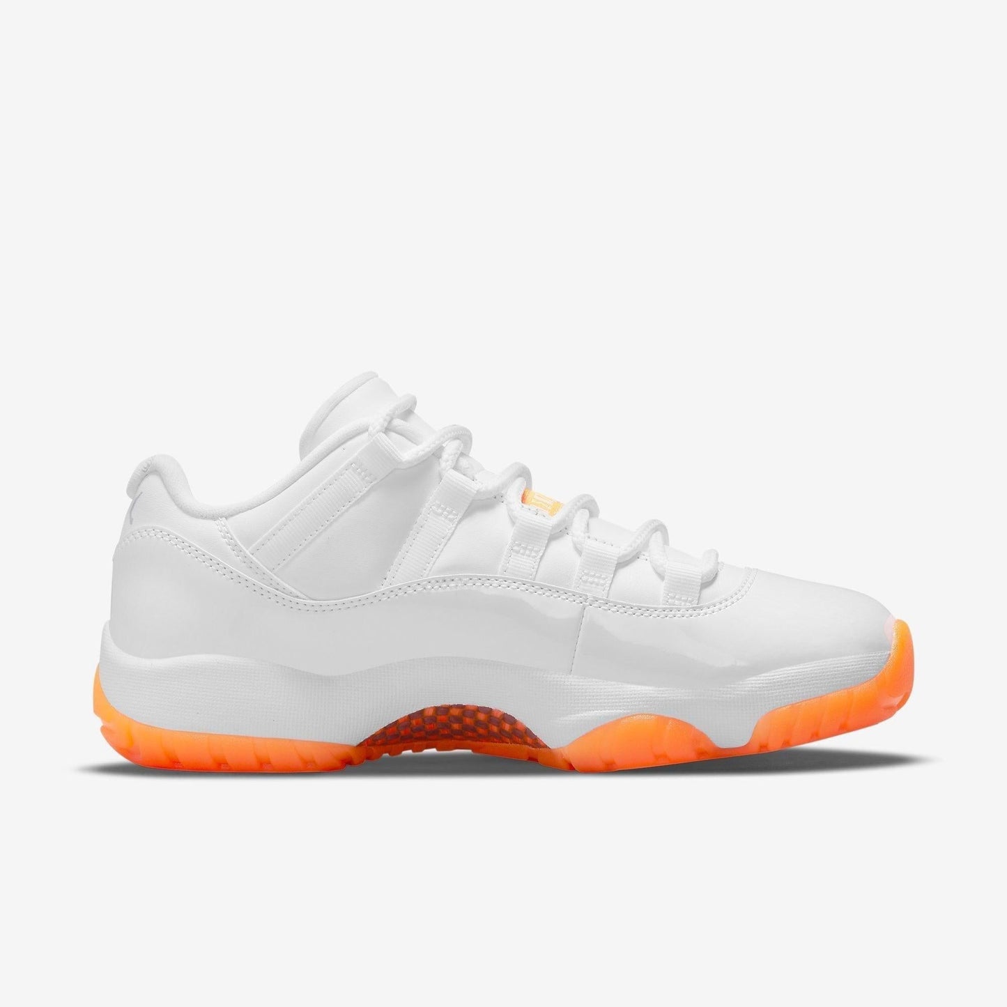 Air Jordan 11 Retro Low 'Bright Citrus' (2021) (Womens) [AH7860-139] Athletic Basketball Sports Sneakers in White / Bright Citrus for Unisex Adult Female Ladies Girls WMNS - AVBL MRKT (4)