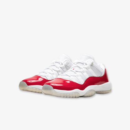 Air Jordan 11 Retro Low 'Cherry' (2016) (GS) [528896-102] Athletic Basketball Sports Sneakers in White / Varsity Red - Black for Unisex Youth Kids Junior Boys Girls - AVBL MRKT (1)