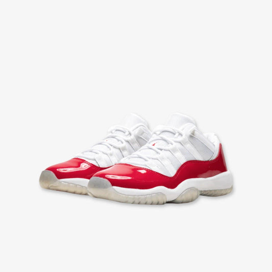 Air Jordan 11 Retro Low 'Cherry' (2016) (GS) [528896-102] Athletic Basketball Sports Sneakers in White / Varsity Red - Black for Unisex Youth Kids Junior Boys Girls - AVBL MRKT (1)