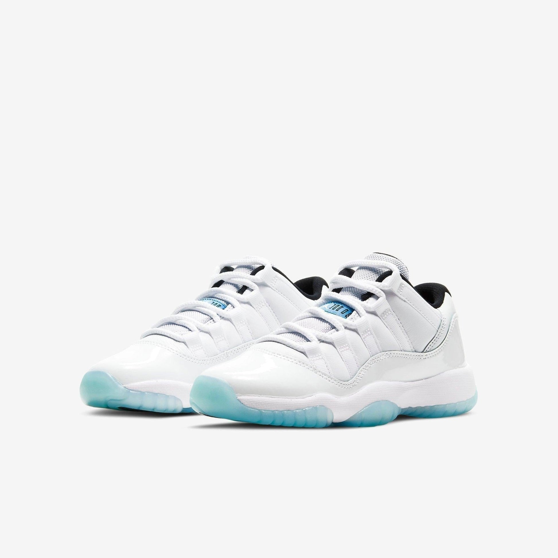 Air Jordan 11 Retro Low 'Legend Blue / Columbia' (2021) (GS) [528896-117] Athletic Basketball Sports Sneakers in White / Legend Blue - White - Black for Unisex Youth Kids Junior Boys Girls - AVBL MRKT (1)