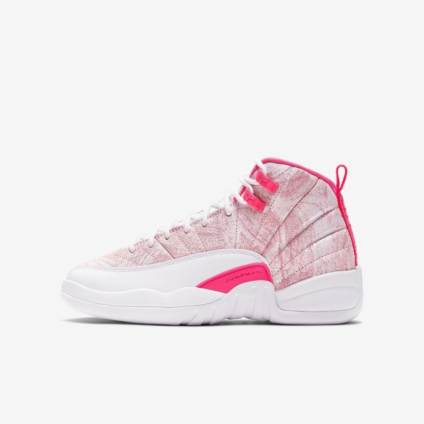 Air Jordan 12 Retro 'Arctic Punch' (2021) (GS) [510815-101] Athletic Basketball Sports Sneakers in White / Arctic Punch - Hyper Pink for Unisex Youth Kids Junior Boys Girls - AVBL MRKT (2)