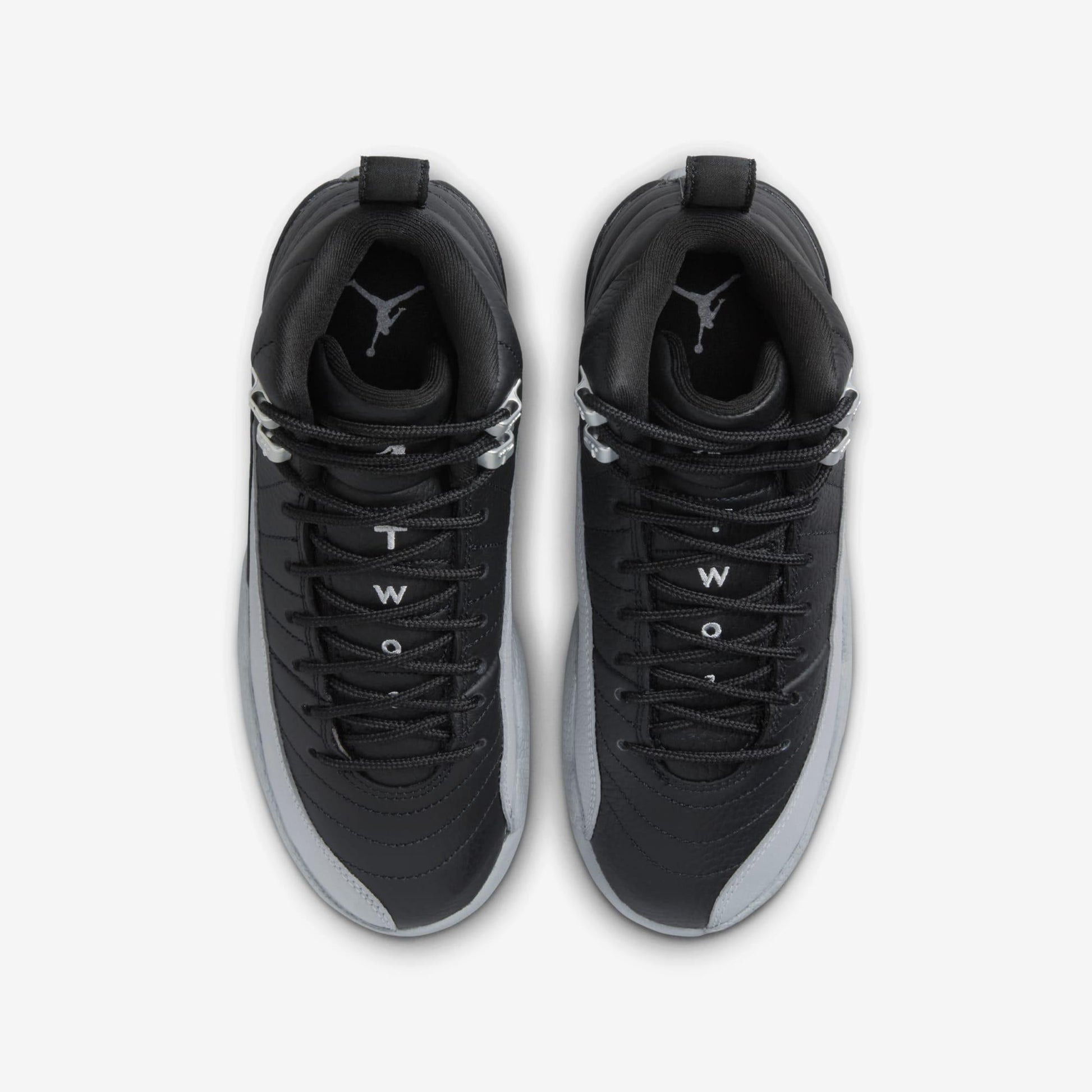 Air Jordan 12 Retro 'Birmingham Barons' (2024) (GS) [153265-010] Athletic Basketball Sports Sneakers in Black / Wolf Grey - White for Unisex Youth Kids Junior Boys Girls - AVBL MRKT (5)