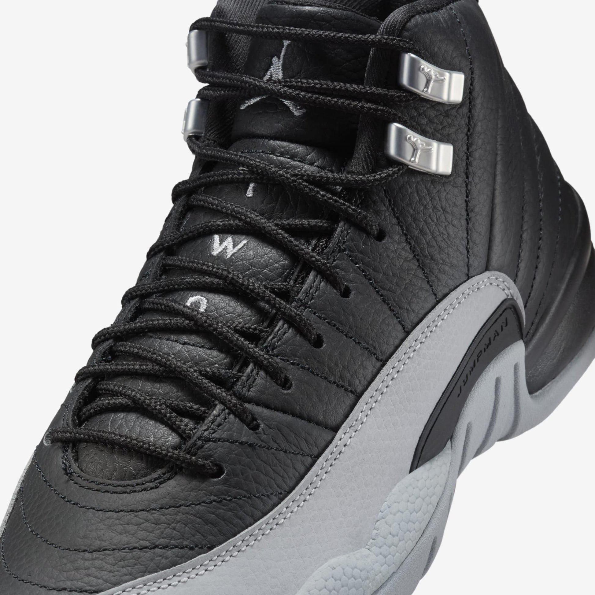 Air Jordan 12 Retro 'Birmingham Barons' (2024) (GS) [153265-010] Athletic Basketball Sports Sneakers in Black / Wolf Grey - White for Unisex Youth Kids Junior Boys Girls - AVBL MRKT (7)