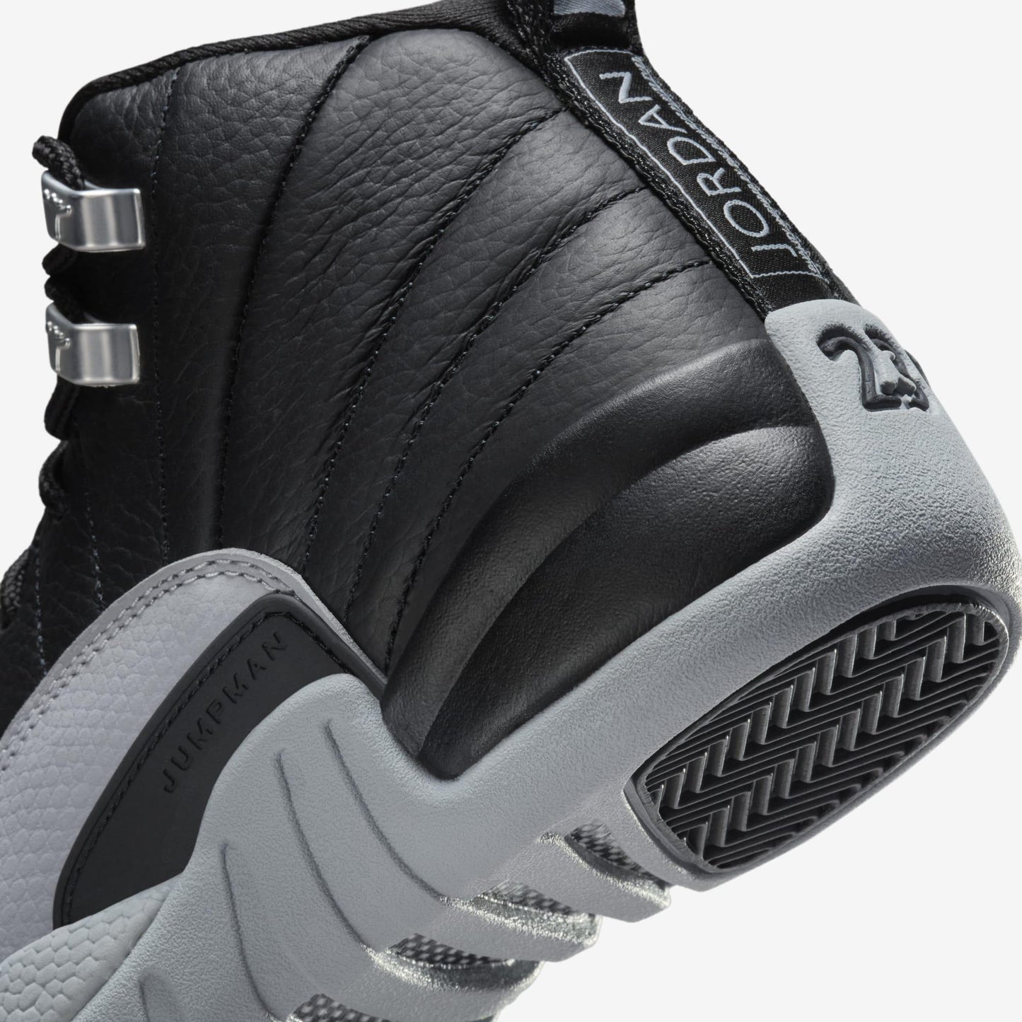 Air Jordan 12 Retro 'Birmingham Barons' (2024) (GS) [153265-010] Athletic Basketball Sports Sneakers in Black / Wolf Grey - White for Unisex Youth Kids Junior Boys Girls - AVBL MRKT (8)