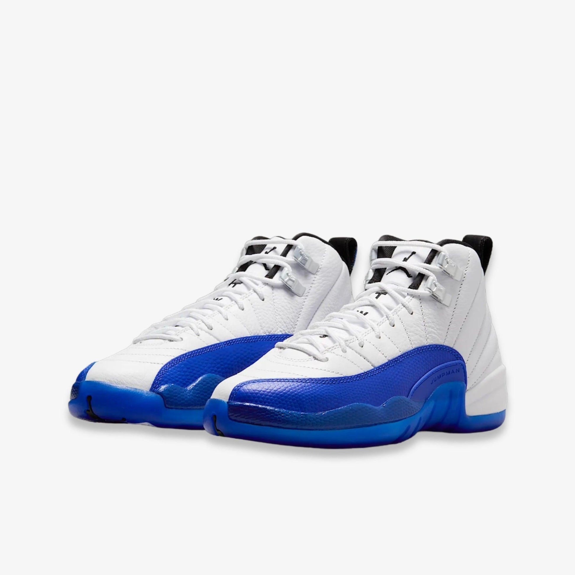 Air Jordan 12 Retro 'Blueberry / Game Royal' (2024) (GS) [153265-140] Athletic Basketball Sports Sneakers in White / Black - Game Royal for Unisex Youth Kids Junior Boys Girls - AVBL MRKT (1)