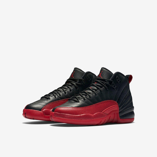 Air Jordan 12 Retro 'Flu Game / Bred' (2025) (GS) [153265-002-25] Athletic Basketball Sports Sneakers in Black / Varsity Red for Unisex Youth Kids Junior Boys Girls - AVBL MRKT (1)