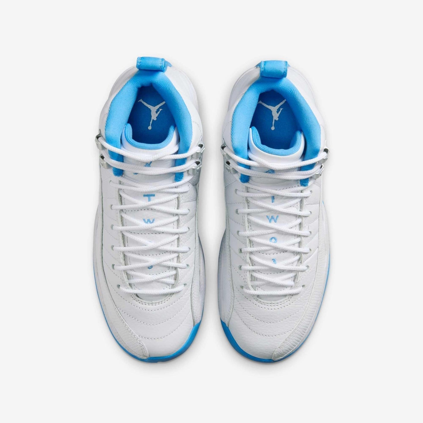 Air Jordan 12 Retro 'Melo / UNC University Blue' (2025) (GS) [153265-112] Athletic Basketball Sports Sneakers in White / University Blue for Unisex Youth Kids Junior Boys Girls - AVBL MRKT (5)