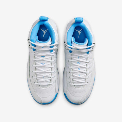 Air Jordan 12 Retro 'Melo / UNC University Blue' (2025) (GS) [153265-112] Athletic Basketball Sports Sneakers in White / University Blue for Unisex Youth Kids Junior Boys Girls - AVBL MRKT (5)