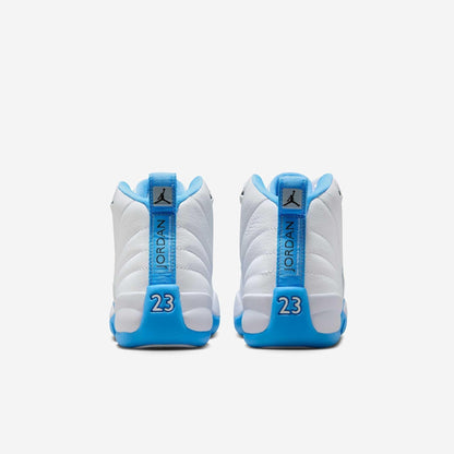 Air Jordan 12 Retro 'Melo / UNC University Blue' (2025) (GS) [153265-112] Athletic Basketball Sports Sneakers in White / University Blue for Unisex Youth Kids Junior Boys Girls - AVBL MRKT (6)