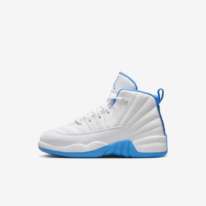 Air Jordan 12 Retro 'Melo / UNC University Blue' (2025) (PS) [151186-112] Athletic Basketball Sports Sneakers in White / University Blue for Unisex Little Kids Pre-School Boys Girls - AVBL MRKT (2)