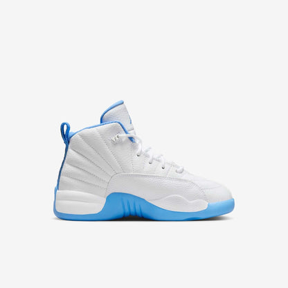 Air Jordan 12 Retro 'Melo / UNC University Blue' (2025) (PS) [151186-112] Athletic Basketball Sports Sneakers in White / University Blue for Unisex Little Kids Pre-School Boys Girls - AVBL MRKT (4)