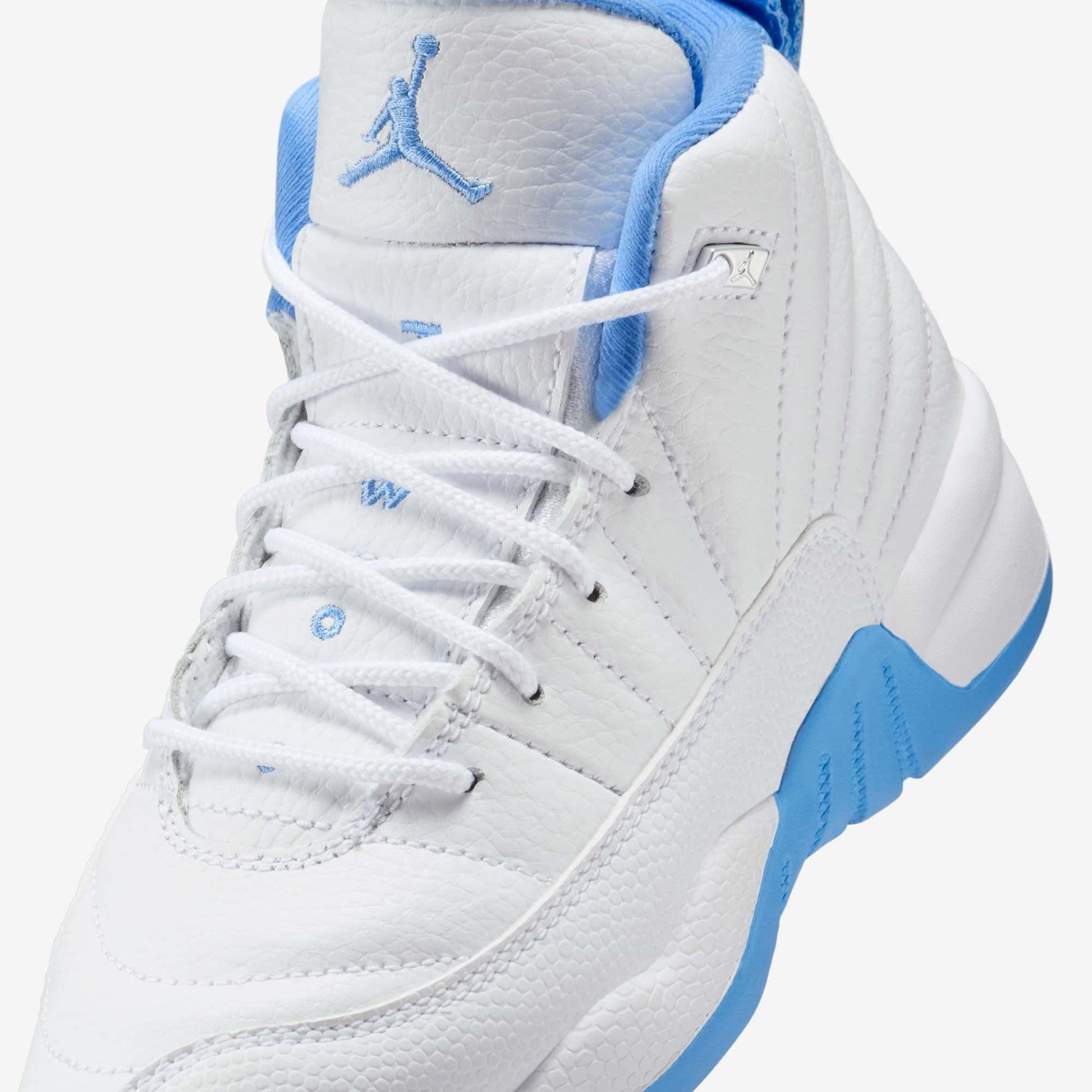 Air Jordan 12 Retro 'Melo / UNC University Blue' (2025) (PS) [151186-112] Athletic Basketball Sports Sneakers in White / University Blue for Unisex Little Kids Pre-School Boys Girls - AVBL MRKT (7)