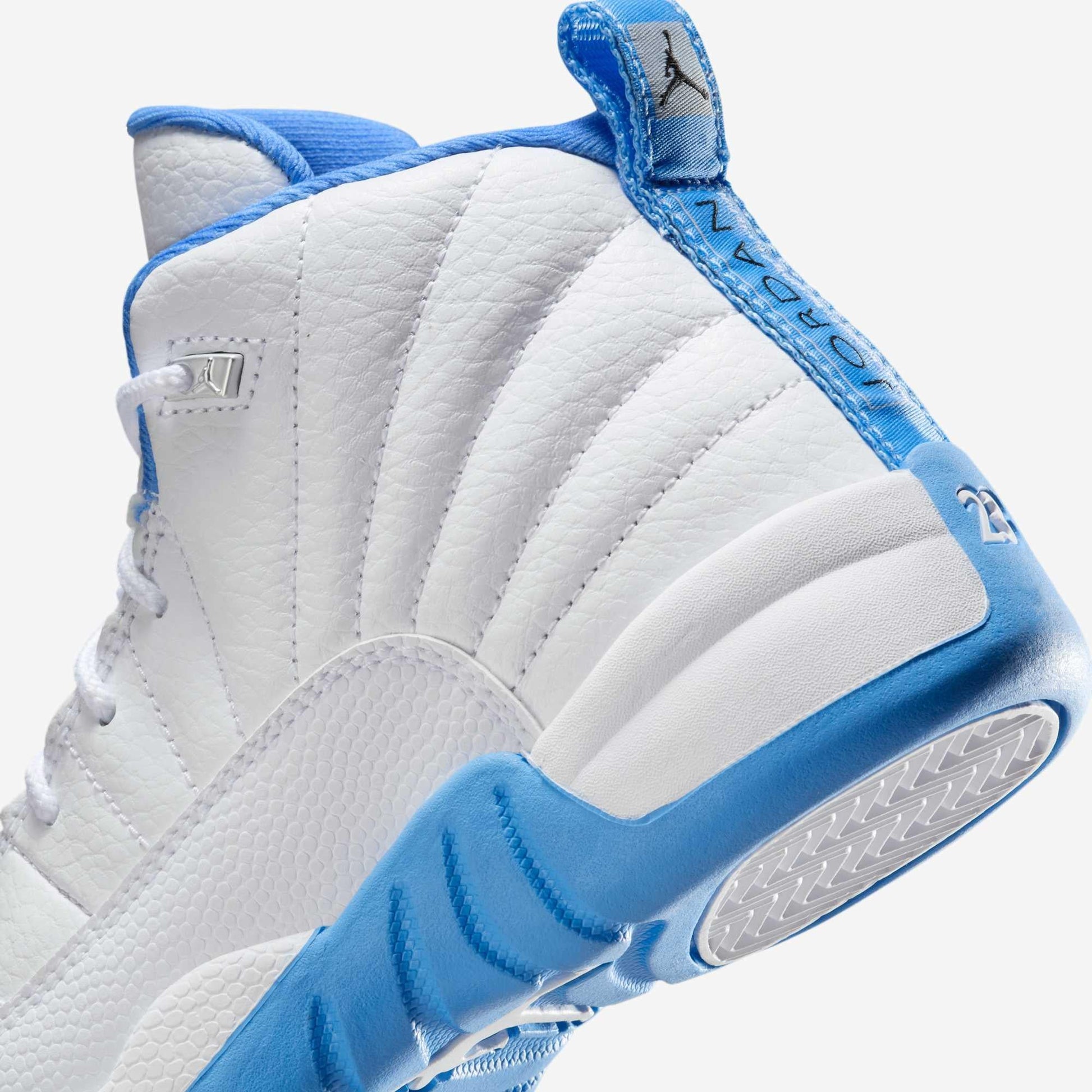 Air Jordan 12 Retro 'Melo / UNC University Blue' (2025) (PS) [151186-112] Athletic Basketball Sports Sneakers in White / University Blue for Unisex Little Kids Pre-School Boys Girls - AVBL MRKT (8)
