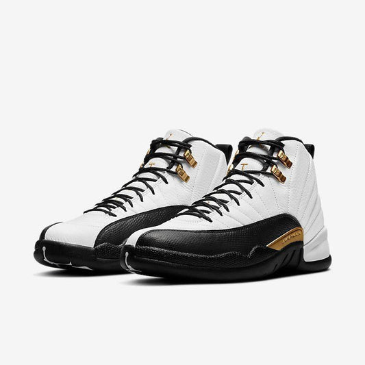 Air Jordan 12 Retro 'Royalty Taxi' (2021) [CT8013-170] Athletic Basketball Sports Sneakers in White / Metallic Gold - Black for Unisex Adult Mens - AVBL MRKT (1)