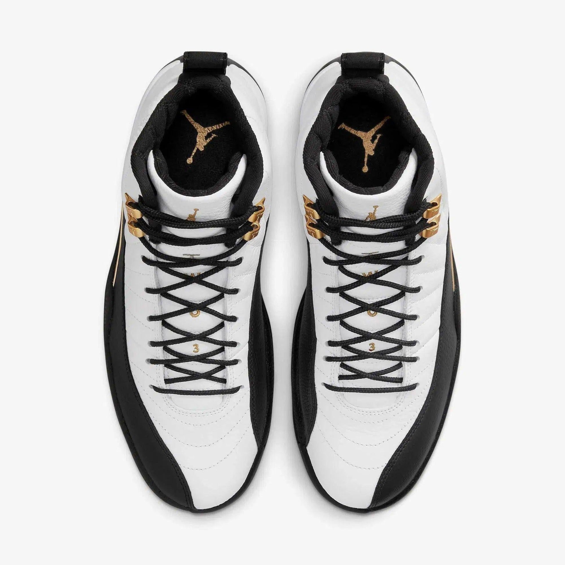 Air Jordan 12 Retro 'Royalty Taxi' (2021) [CT8013-170] Athletic Basketball Sports Sneakers in White / Metallic Gold - Black for Unisex Adult Mens - AVBL MRKT (5)